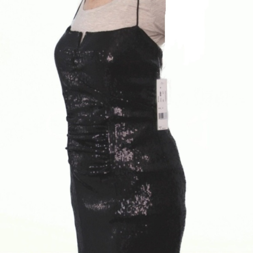 Nicole Miller Sequin Stretch Party Dress Black 12